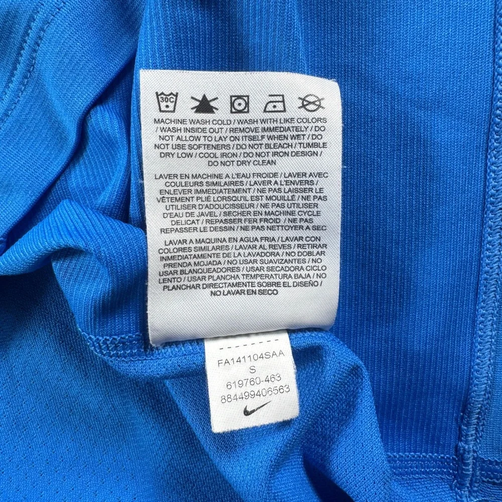 Nike Tiger Woods Collection Golf Polo‎ Blue Dri-Fit Snap Button Mens Small
